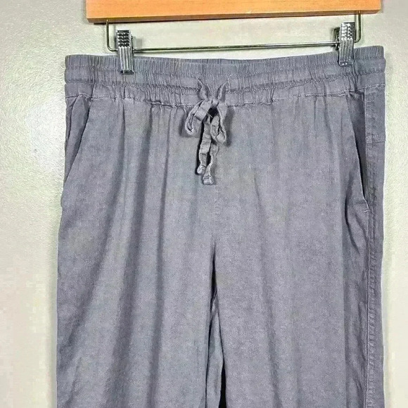 32 DEGREES Linen Blend Relaxed Lightweight Pant Gray Pull On Elastic Women S - Picture 2 of 9